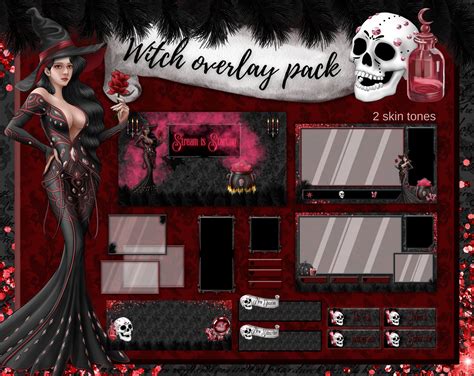 Red Witch Twitch Overlay Package With Two Skin Tones Magical - Etsy ...