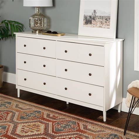 Walker Edison Spencer 6-Drawer Dresser in White | Nebraska Furniture Mart