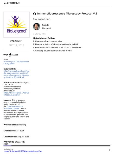 (PDF) Immunofluorescence Microscopy Protocol v1