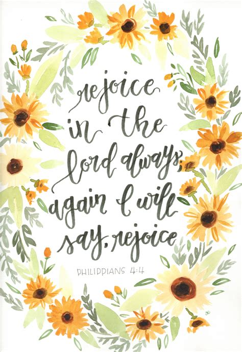 watercolor sunflowers Bible verse /// rejoice in the Lord always Mini ...