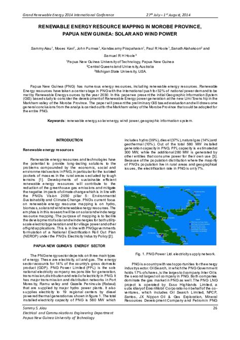 (PDF) RENEWABLE ENERGY RESOURCE MAPPING IN MOROBE PROVINCE, PAPUA NEW ...