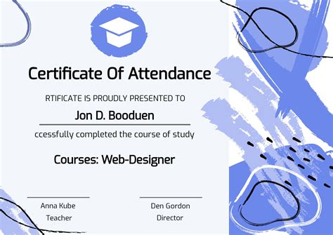 Certificate Of Attendance Web-Designer Template - Mediamodifier