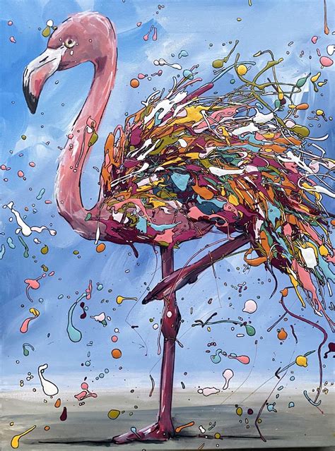 Colorful Flamingo Drip Art