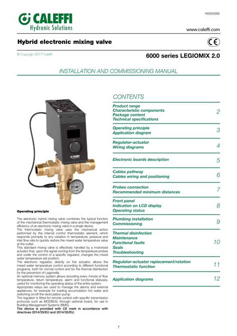 (PDF) Hybrid electronic mixing valve - Caleffi• Installation and commissioning manual •ogramming ...