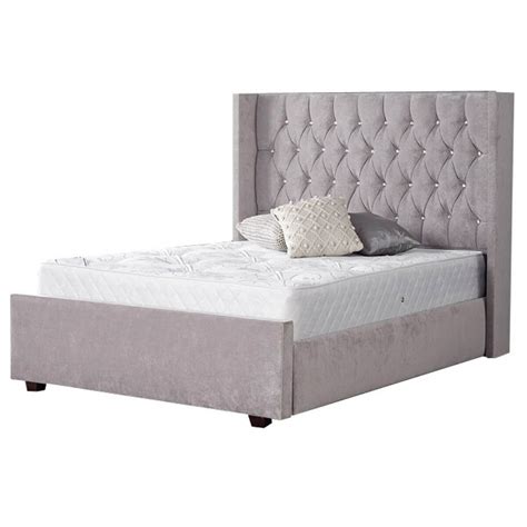 Gabriella Diamante Headboard Bed Frame in Grey Velvet | FADS