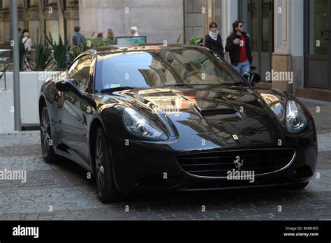 Black Ferrari front view Stock Photo - Alamy