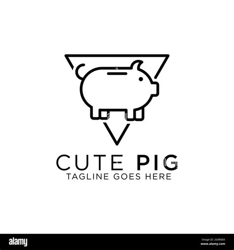 cute pig line art logo design vector, best for pet or animal logo inspirations Stock Vector ...