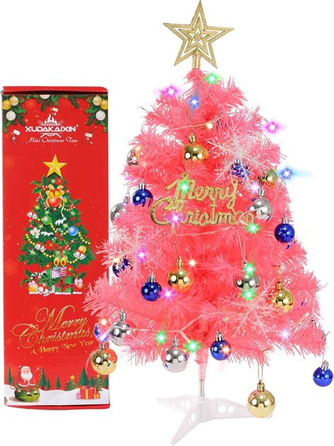 Pink Mini Christmas Tree,24" Mini Christmas Tree, Artificial Mini ...