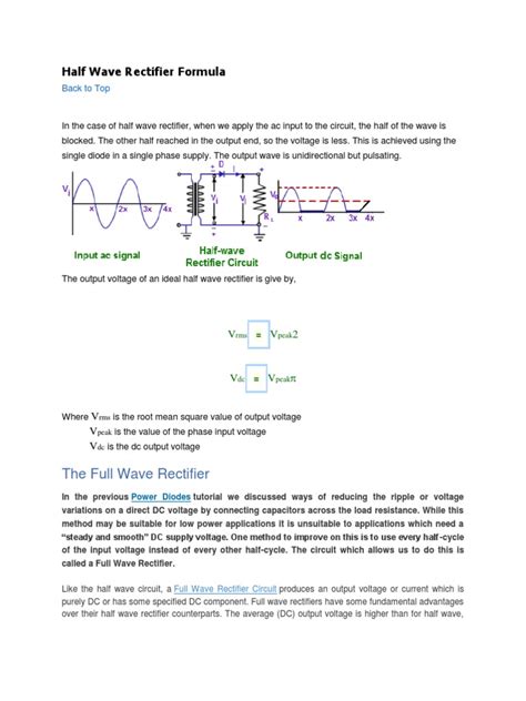 Half Wave Rectifier Formula | Rectifier | Direct Current