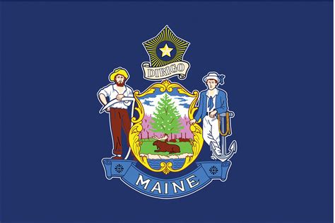 NYLGLO Maine State Flag, 3 ftH x 5 ftW, Outdoor - 2NEK1|142260 - Grainger