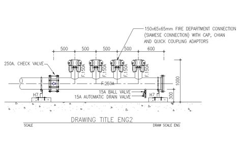 Fire department connection detail is given in this Autocad drawing ...