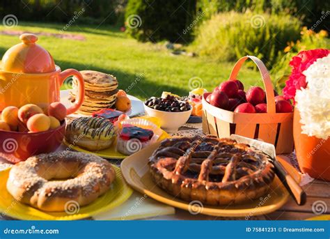 Picnic in the Backyard on a Sunny Day Stock Image - Image of vacation ...