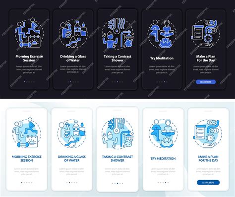 Premium Vector | Daily routine night and day mode onboarding mobile app ...