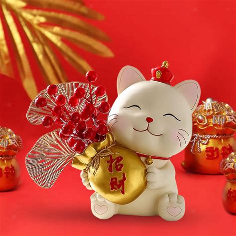 Lucky Cat Figurine, Collectable Display Ornament Decorative Animal ...