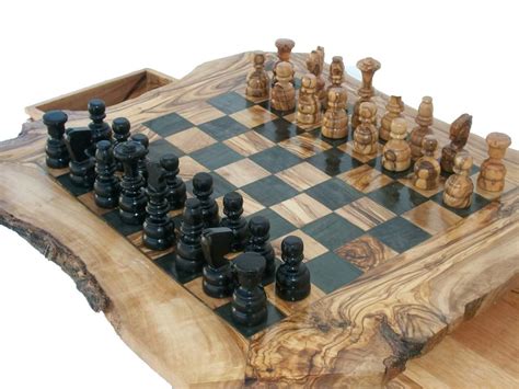 Rustic chess board with natural edges: Wooden chess board, large chess ...