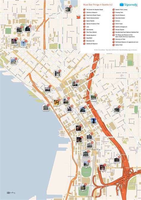 Seattle Map With Attractions - Tourist Map Of English