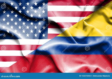 Waving Flag of Columbia and USA Stock Illustration - Illustration of international ...