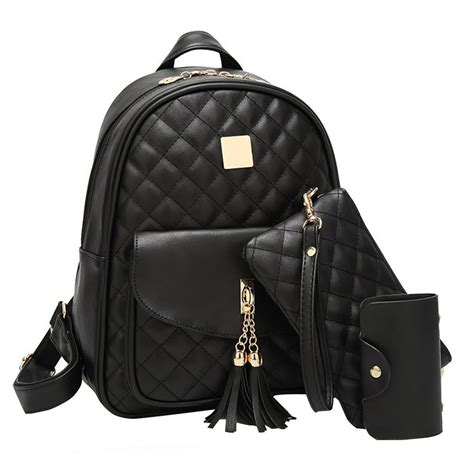 General - Small Fashionable Backpack for Women Mini Black Quilted ...