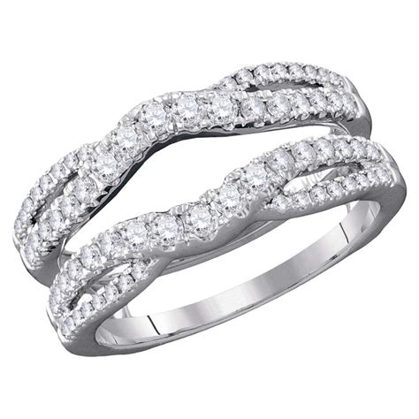 14kt White Gold Womens Round Diamond Ring Guard Wrap Ring Guard Enhancer 5/8 Cttw - Walmart.com ...