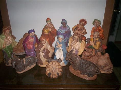 Large rare nativity hand painted ceramic the only set by Mirage76