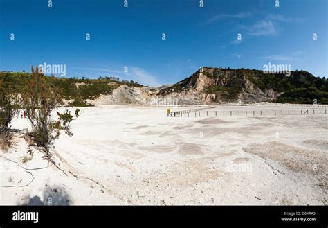 The landscape inside / of Solfatara volcano. Pozzuoli nr Naples Italy ...