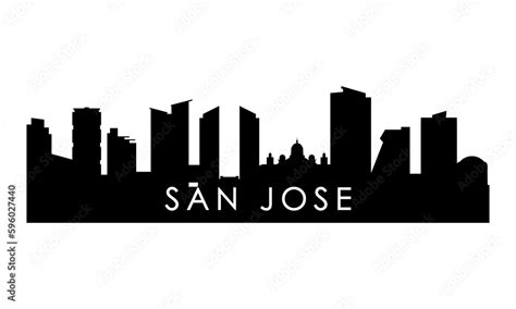 San Jose skyline silhouette. Black San Jose city Costa Rica design isolated on white background ...