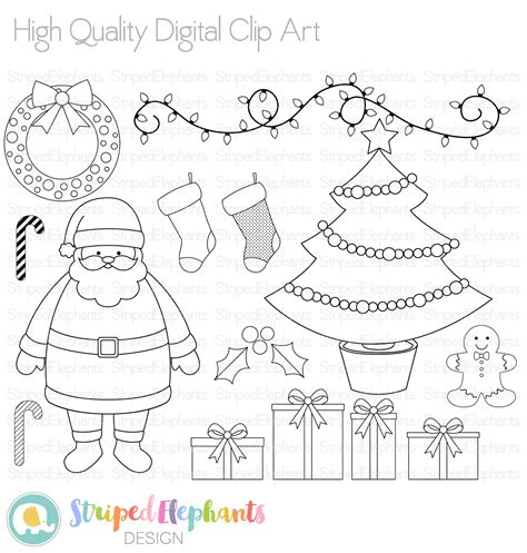 Christmas Digital Stamps Santa Digital Stamp Instant | Etsy