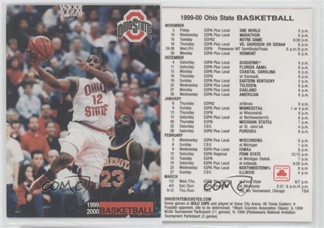 Printable Ohio State Basketball Schedule