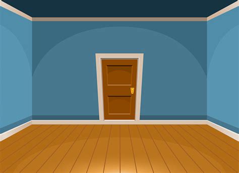 Cartoon Flat Empty Room With A Door In Blue Style Vector Illustration ...