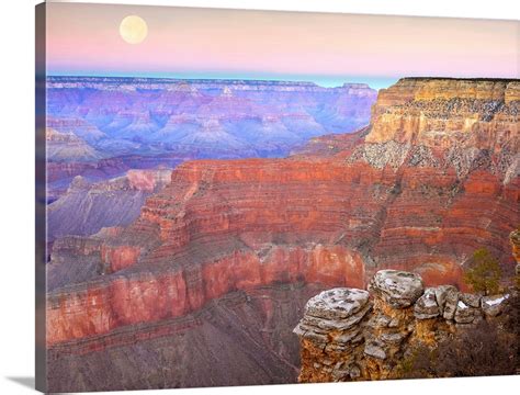 Full moon over the Grand Canyon at sunset as seen from Pima Point Arizona Wall Art, Canvas ...