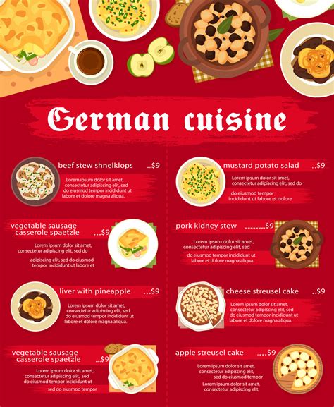 German cuisine menu, Germany traditional food 21022878 Vector Art at Vecteezy