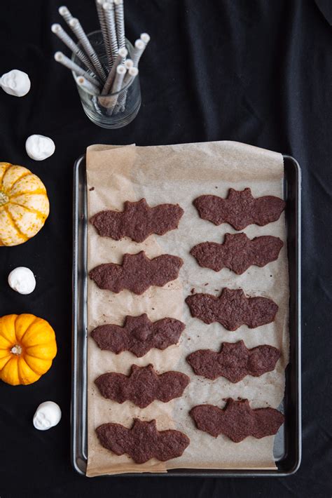 Halloween Bat Cookies with Chocolate, Coffee & Sea salt