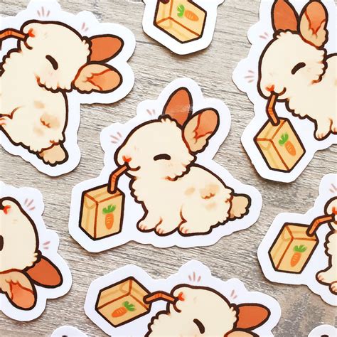 Bunny Sipping Juice Sticker / Bunny Sticker / Rabbit Sticker / - Etsy