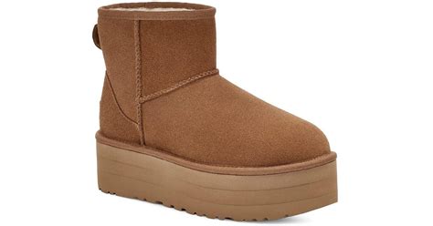 UGG Suede Classic Mini Platform Boots in Chestnut (Brown) | Lyst