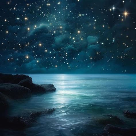 Premium AI Image | a night sky with stars and the ocean in the background