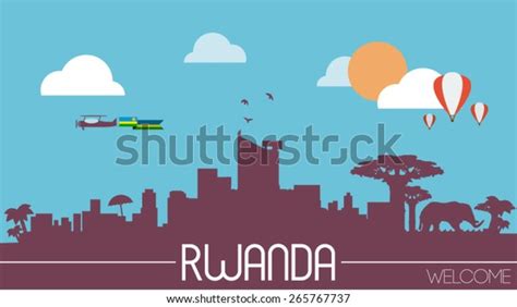 Rwanda City Skyline Silhouette Flat Design Stock Vector (Royalty Free ...