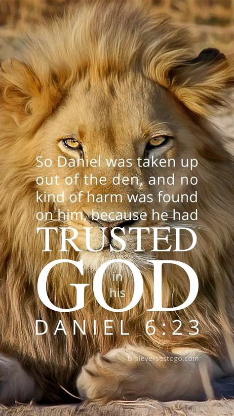 Lion’s Den Daniel 6:23 – Encouraging Bible Verses