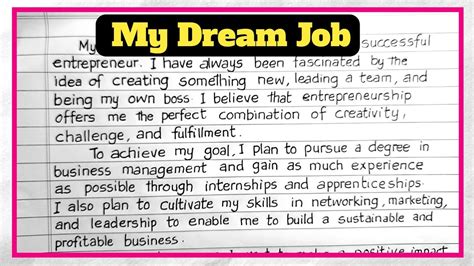 Essay on MY DREAM | My dream job essay in english - YouTube