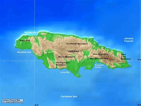 Jamaica mountains map - Map of jamaica mountains (Caribbean - Americas)