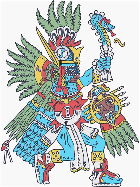 "Huitzilopochtli Pocket - Aztec God of Sun and War - Deity" Sticker for Sale by DeWinnes | Redbubble