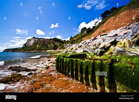 The Jurassic Coast of East Devon, Seaton Hole is the only place in England where the old red ...