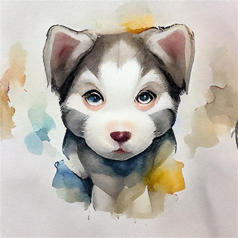 Premium AI Image | Siberian Husky. Adorable puppy dog. Watercolor ...