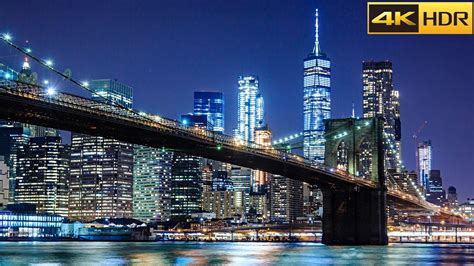 New York Skyline Walk - 2023 | Manhattan by Night | Dumbo to Brooklyn ...