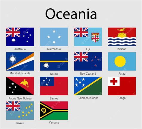 Premium Vector | Set of flags Oceanian countries All Oceania flag collection