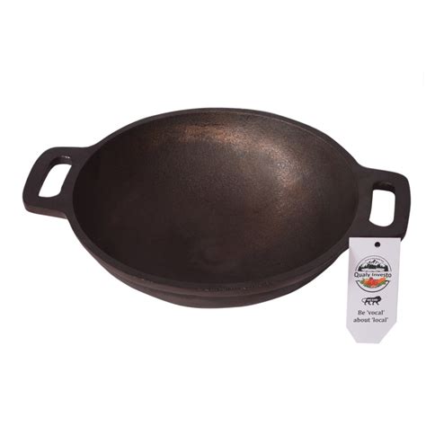 Qualy Investo Traditional Cast Iron Kadai Kadhai woks- Medium Size (9 ...