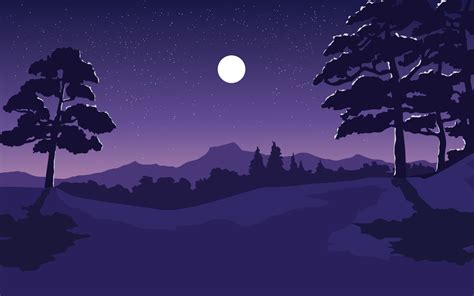 Beautiful Forest Moonlight Landscape 2042695 Vector Art at Vecteezy