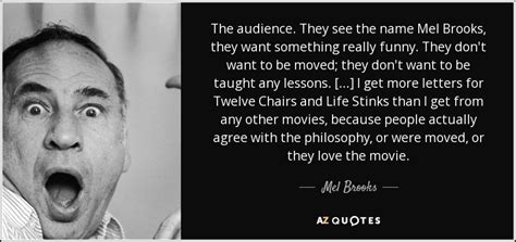 Mel Brooks quote: The audience. They see the name Mel Brooks, they want...