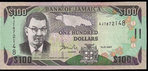 Dani's paper money collection: Jamaica P84d - 100 Dollars 15.1.2007