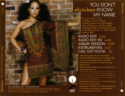 Promo, Import, Retail CD Singles & Albums: Alicia Keys - You Don't Know My Name - (Promo CD ...