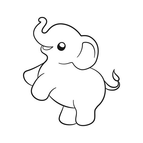 ilustración de contorno de dibujos animados de elefante bebé lindo ...